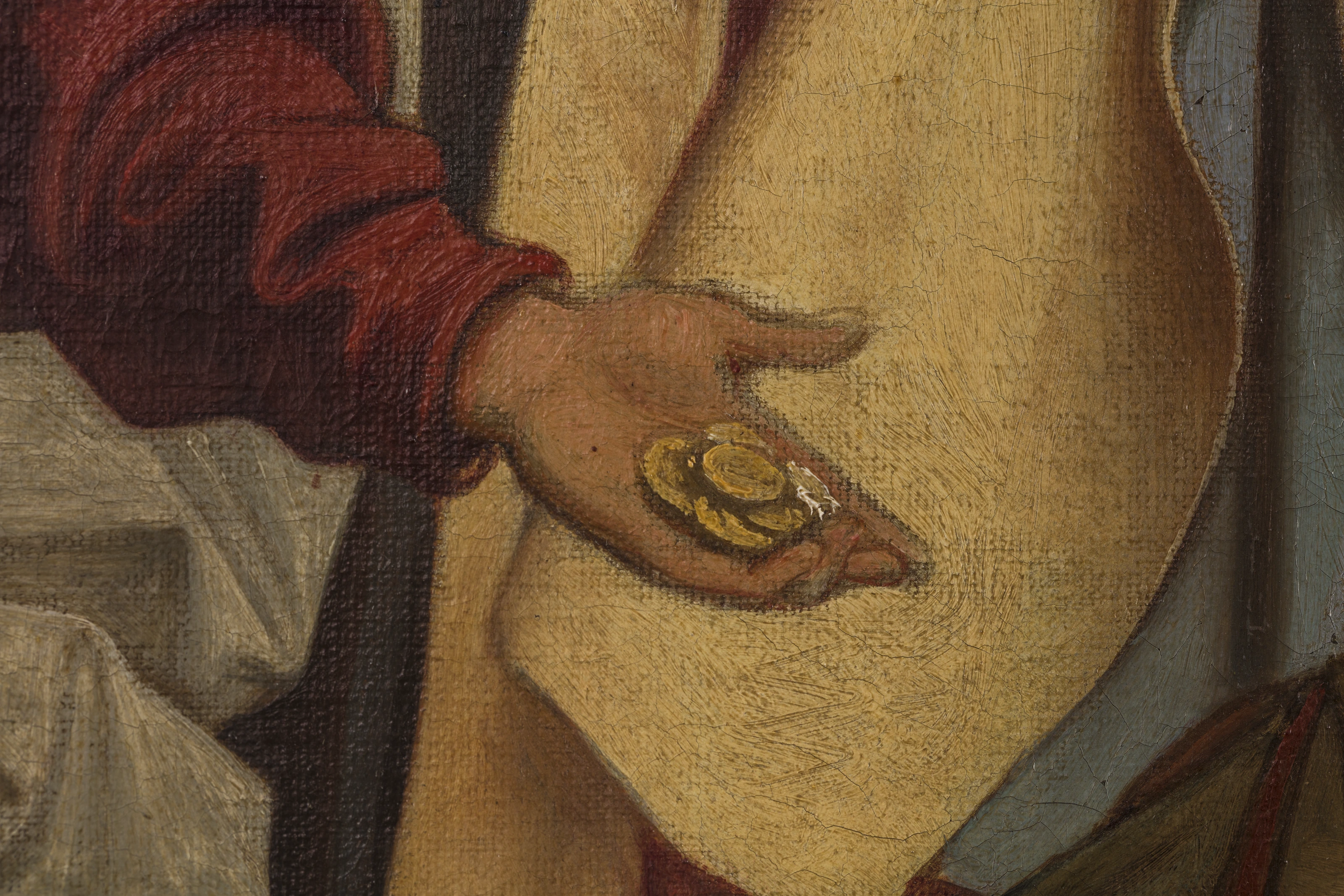 Detail: Goldstücke zur Auslösung des Handschuhs