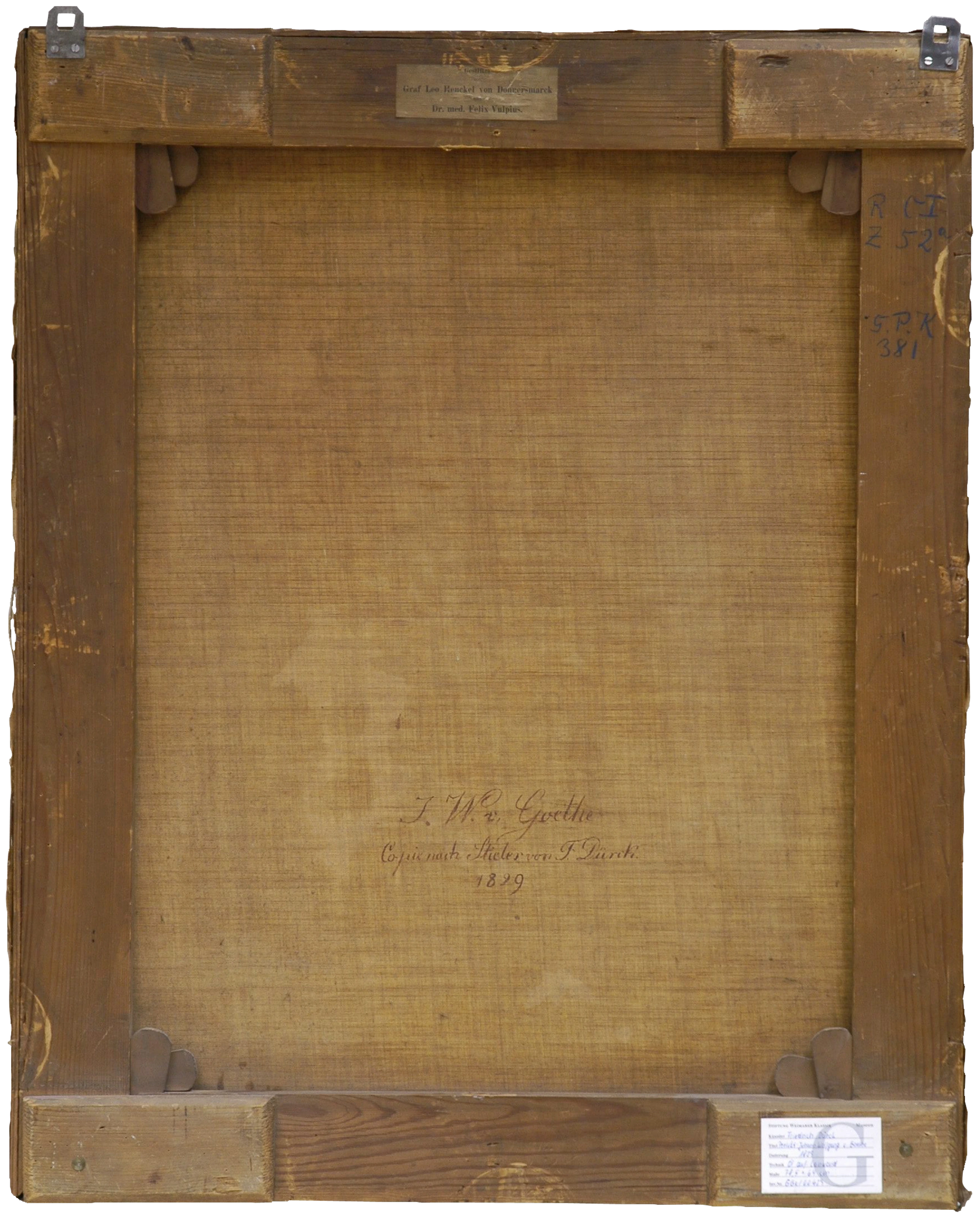 Rückseite des Gemäldes