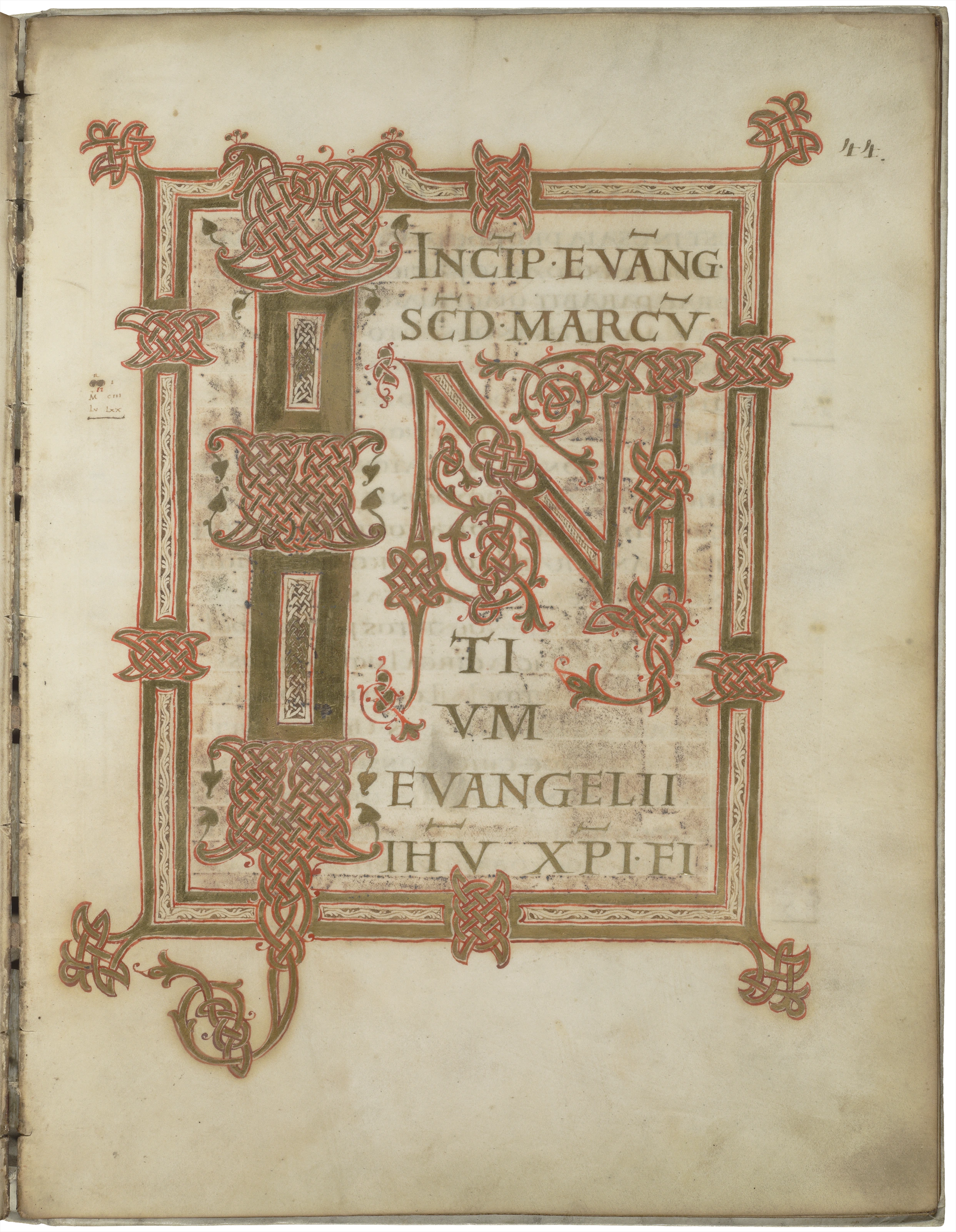 Blatt 44r: Invipit Evangelium secundum Marcum