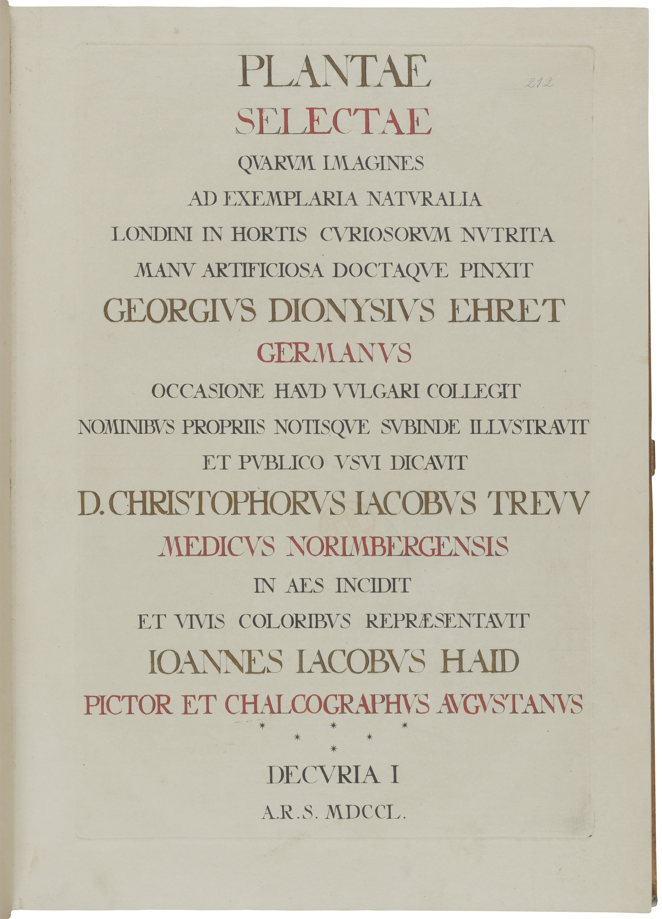 Christoph Jacob Trew: Plantae Selectae, 1750