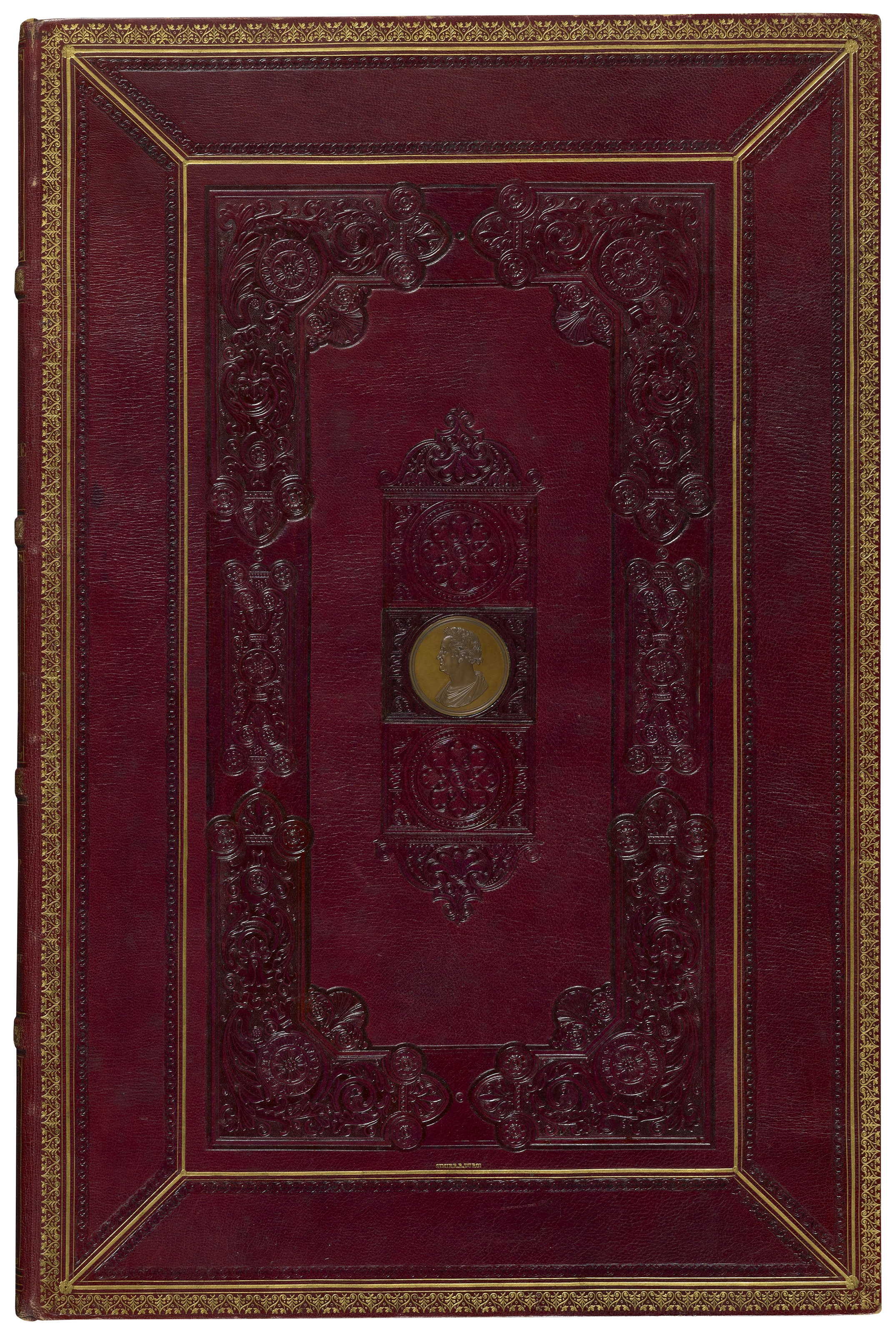René Simier: Prachteinband mit ornamentaler Prägung und eingelassener Medaille, 1828