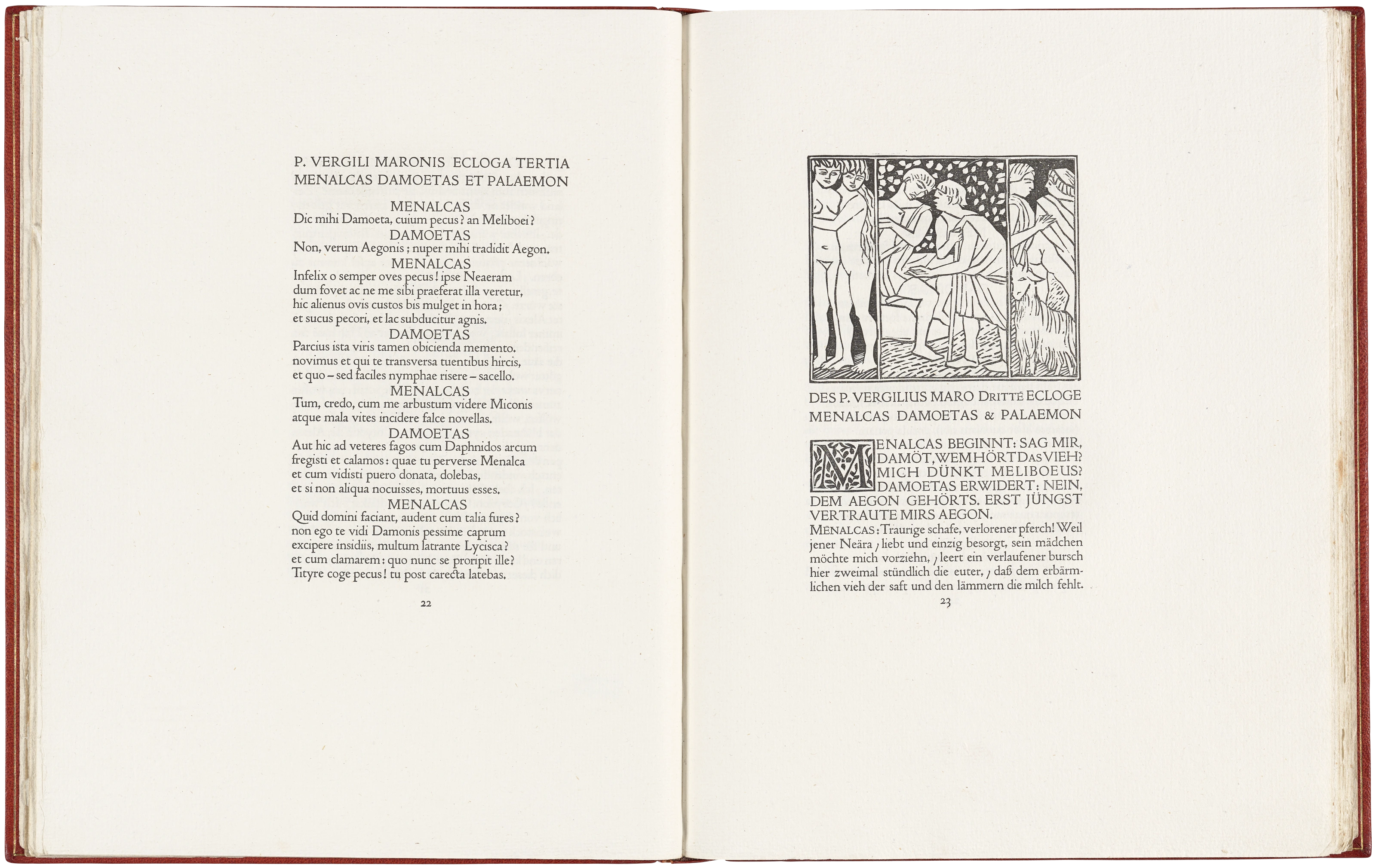 Seite 22/23: Dritte Ecloge. Menalcas, Damoetas und Palaemon