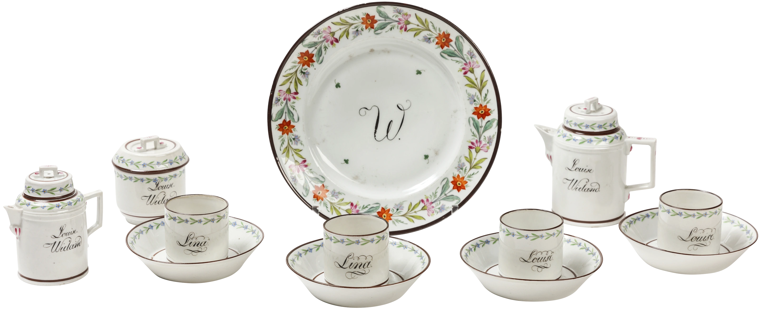 Gesamtansicht aller zwölf Teile für Louise und Lina (Caroline) Wieland