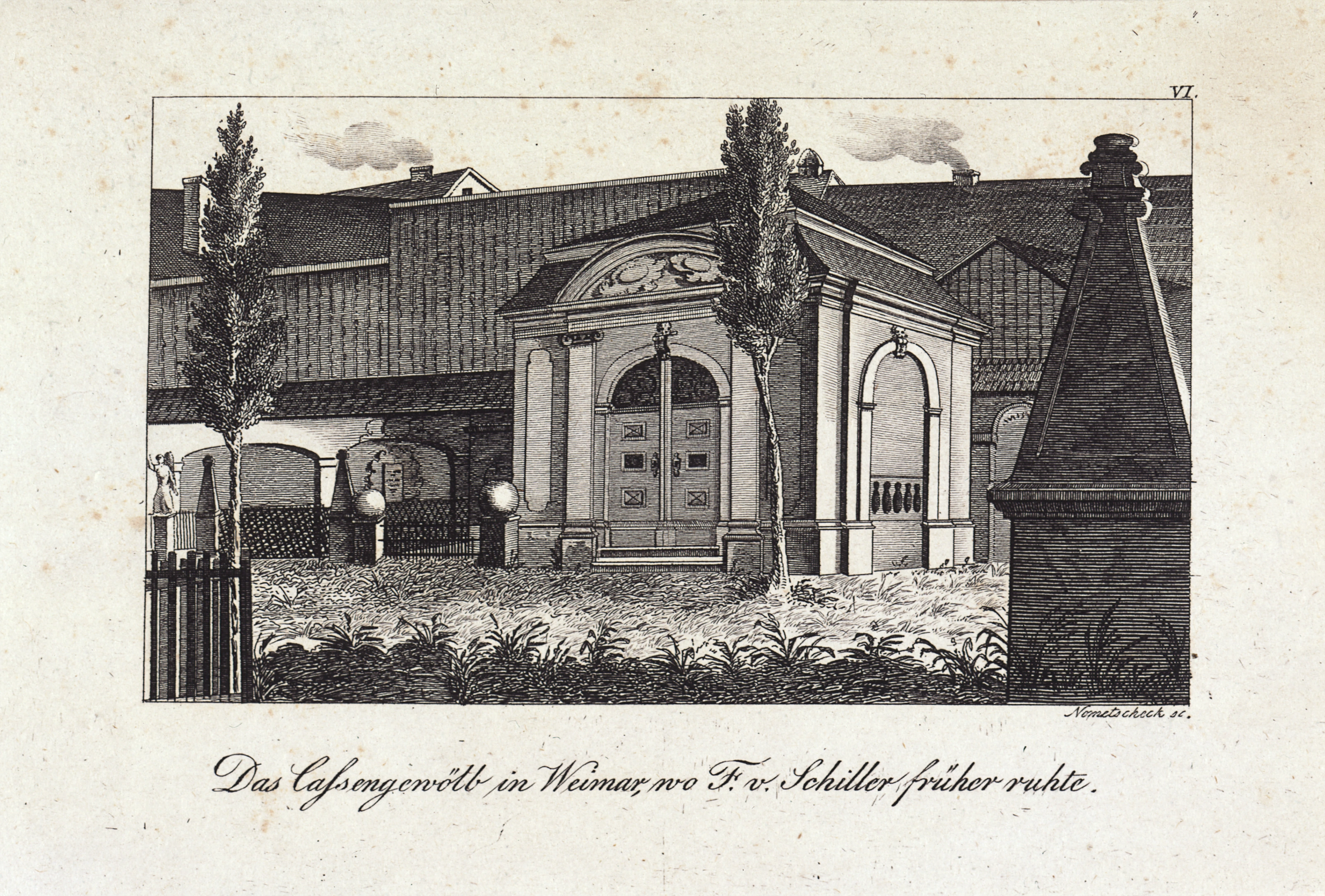 Gisebert Nemetschek: Das Cassengewölb in Weimar, wo F. v. Schiller früher ruhte, 1829