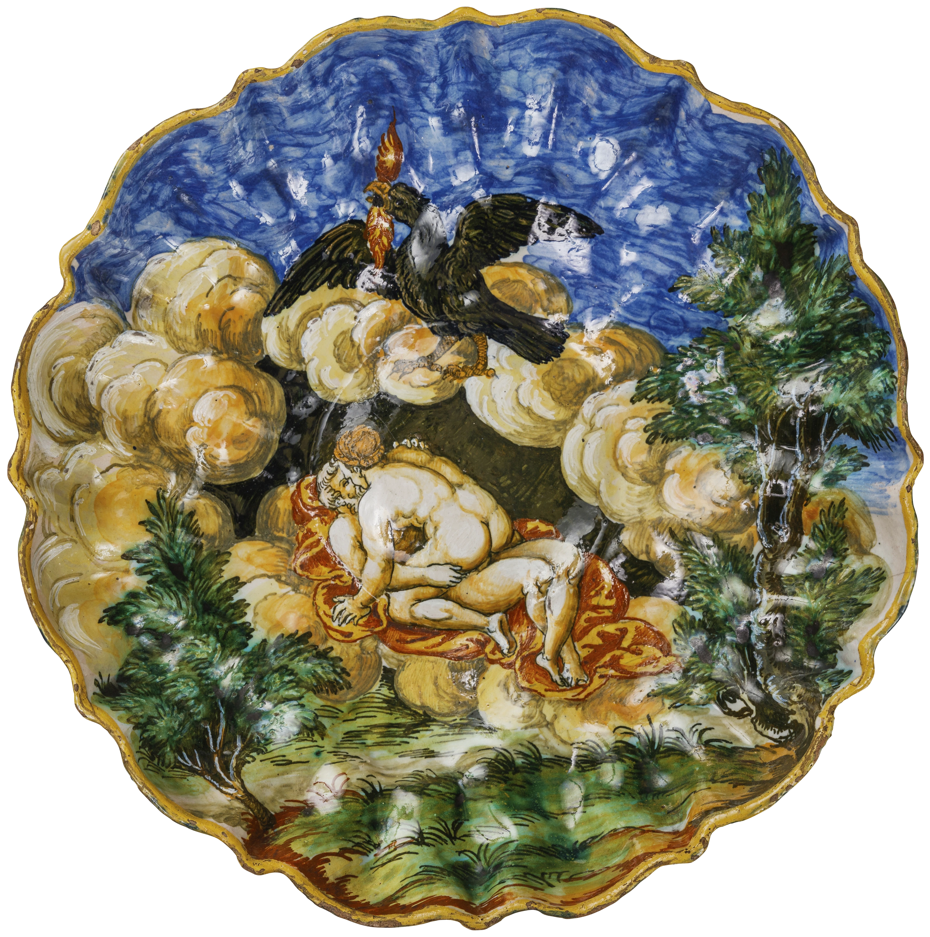 Werkstatt von Virgiliotto Calamelli/Leonardo Bettisi: Buckelschale mit Jupiter und Io, um 1550