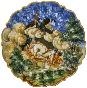 Werkstatt von Virgiliotto Calamelli/Leonardo Bettisi: Buckelschale mit Jupiter und Io, um 1550