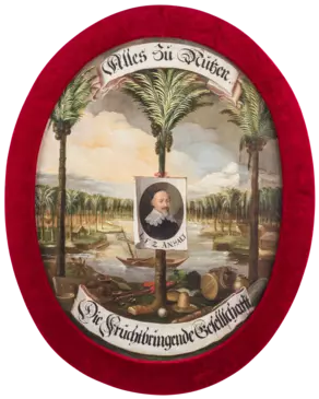 Abraham Richter nach Matthäus Merian: Wappenschild der Fruchtbringenden Gesellschaft, um 1617/1642