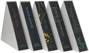 Roter Winkel VI, Blauer Winkel III, Gelber Winkel I, Schwarzer Winkel IX, Grüner Winkel VII