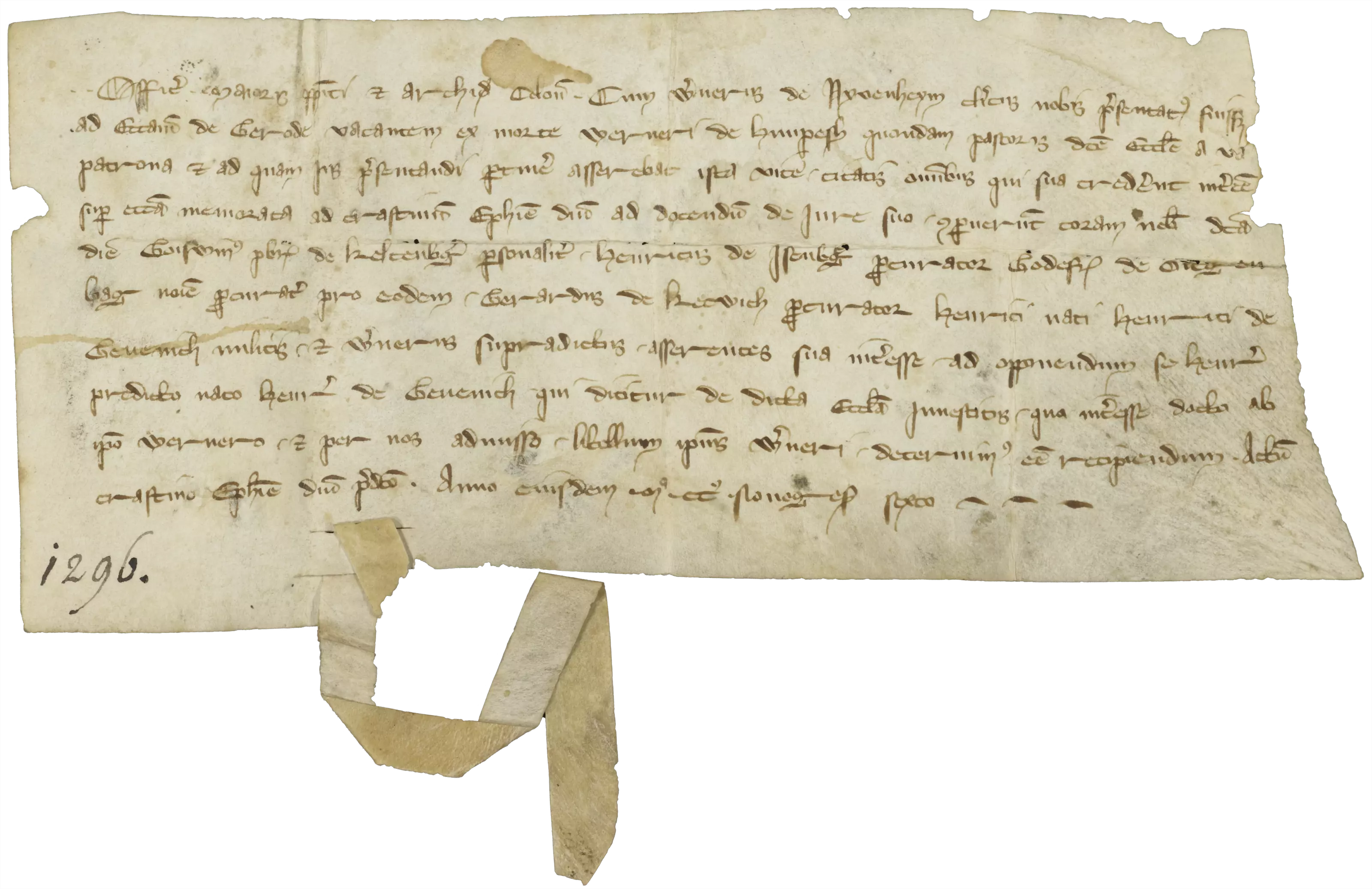 Urkunde zu einem Güterstreit, 1296