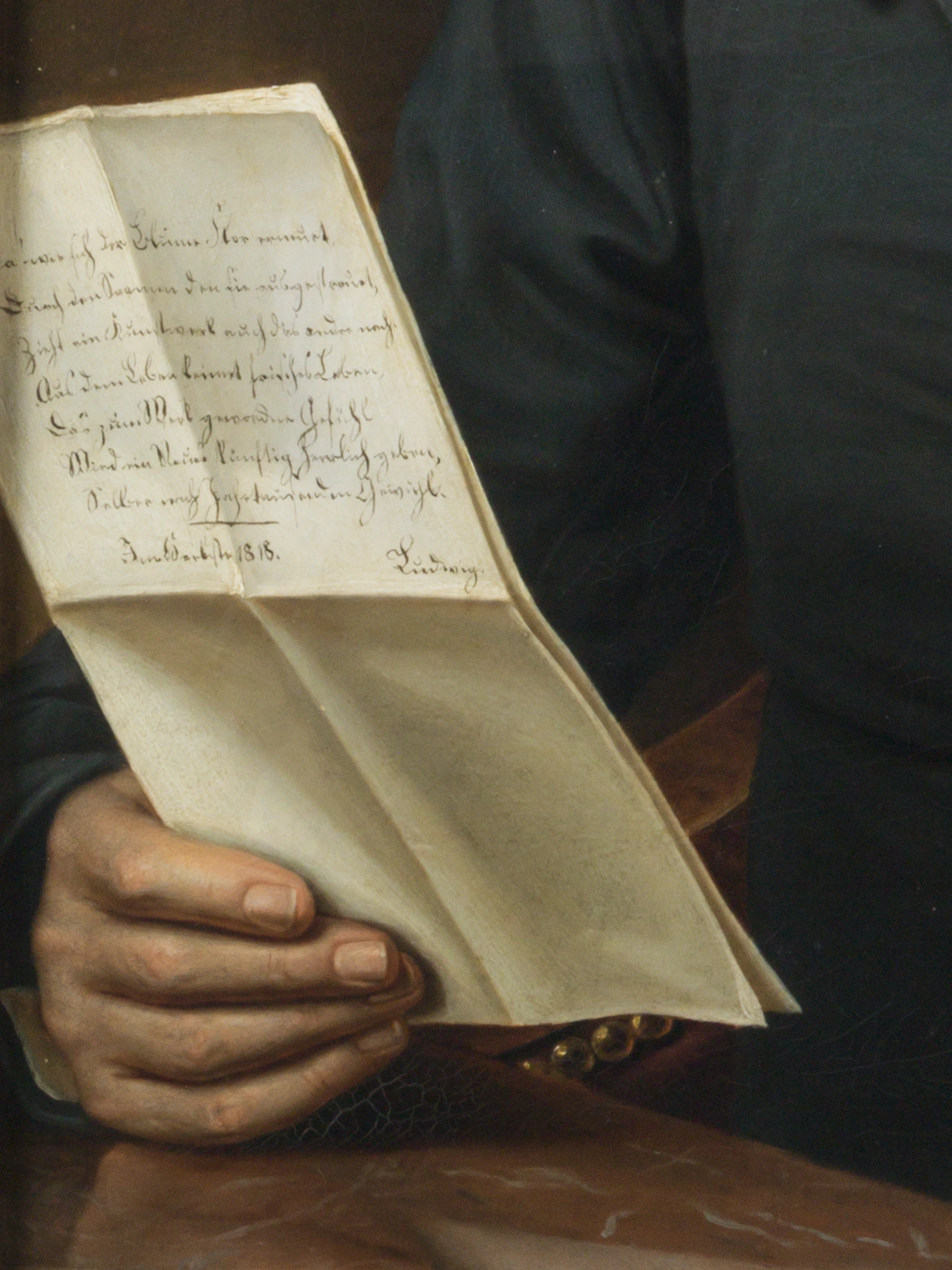 Detail: Verse aus dem Gedicht „An die Künstler“ von König Ludwig I.